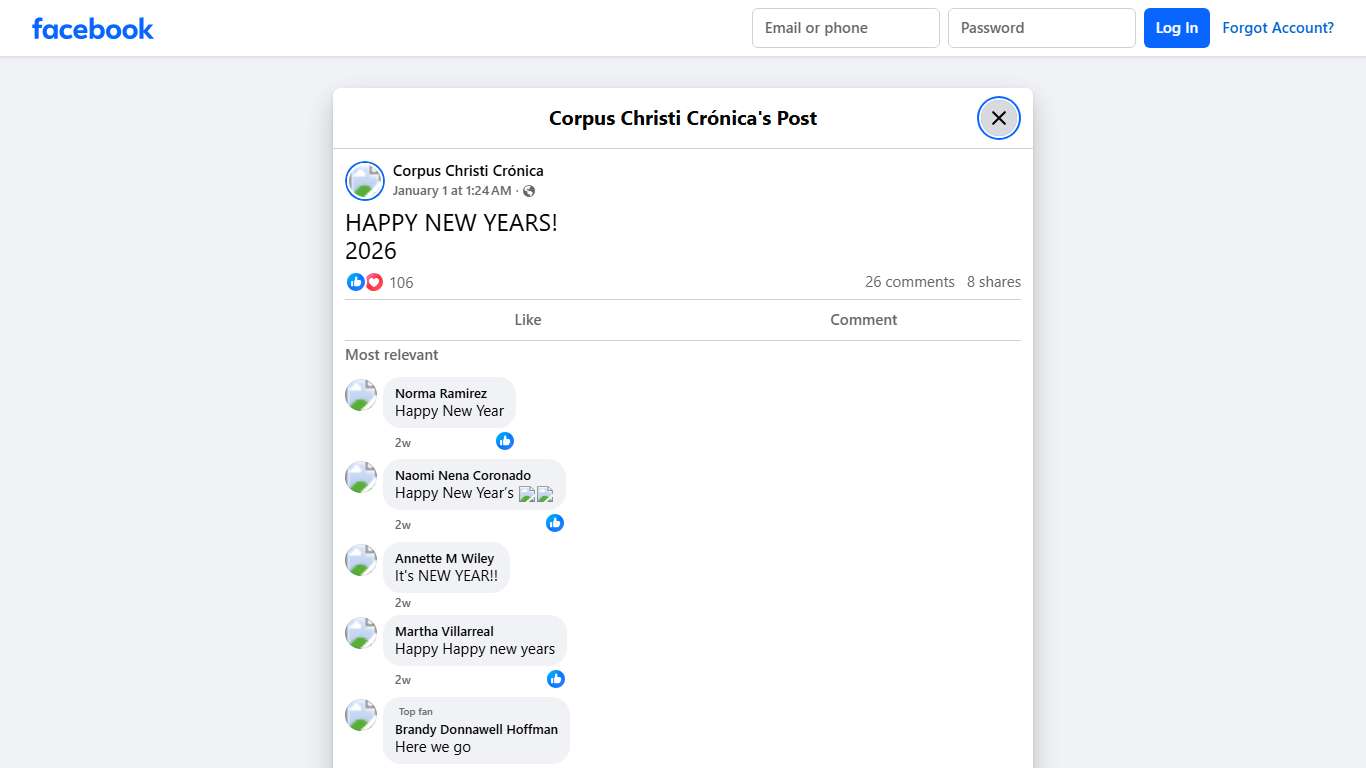 HAPPY NEW YEARS! 2026 - Corpus Christi Crónica | Facebook